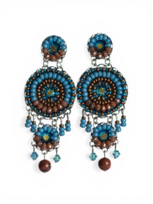 Brown and teal blue crystal chandeliers (L)