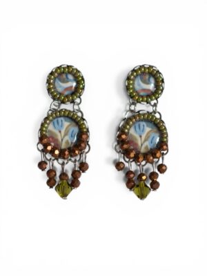 Bronze/brown and earthy green print chandeliers