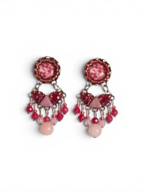 Shades of pink print heart chandeliers