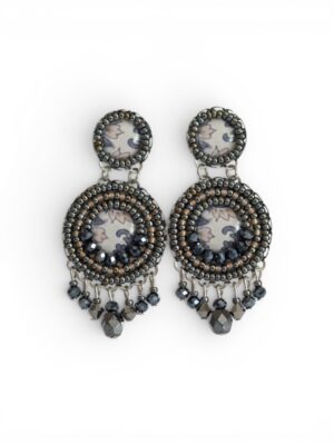 Metallic silver-grey print chandeliers