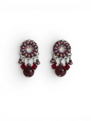 Burgundy crystal mini dangle studs