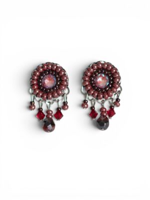 Burgundy crystal dangle studs