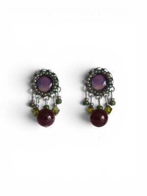Green and purple print mini dangle studs
