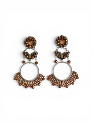Bronze/ Brown beaded hoops (L)