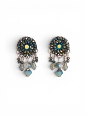 Metallic green crystal dangle studs