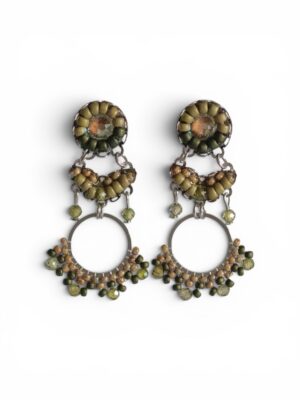 Earthy green crystal beaded hoops