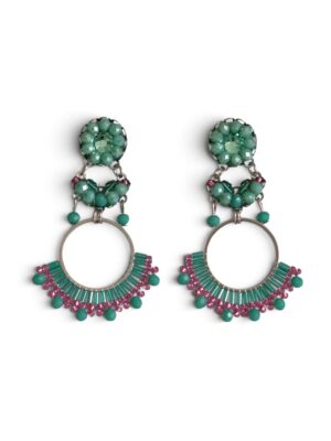 Turquoise and purple beaded hoops (L)