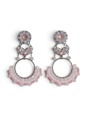 Light pink beaded hoops (L)
