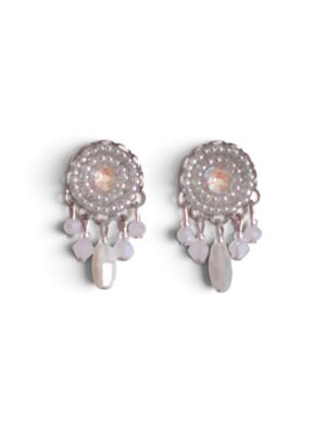 Soft pink crystal dangle studs