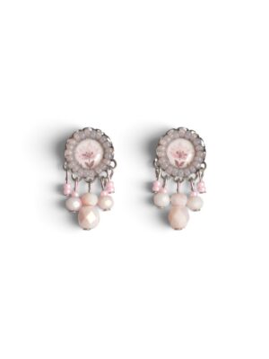 Soft pink print mini dangle studs