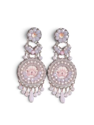 Soft pink crystal & print heart chandeliers