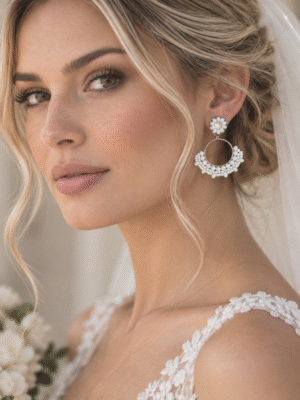 Rose beaded hoops
