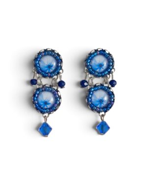 Shades-of-blue printed chandeliers (2-tier)