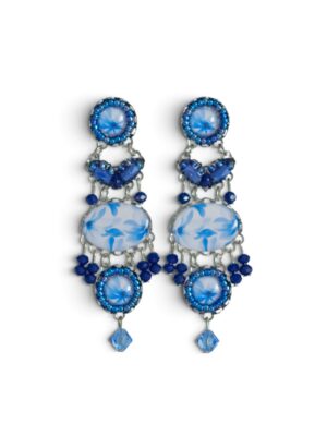 Shades-of-blue printed oval heart chandeliers